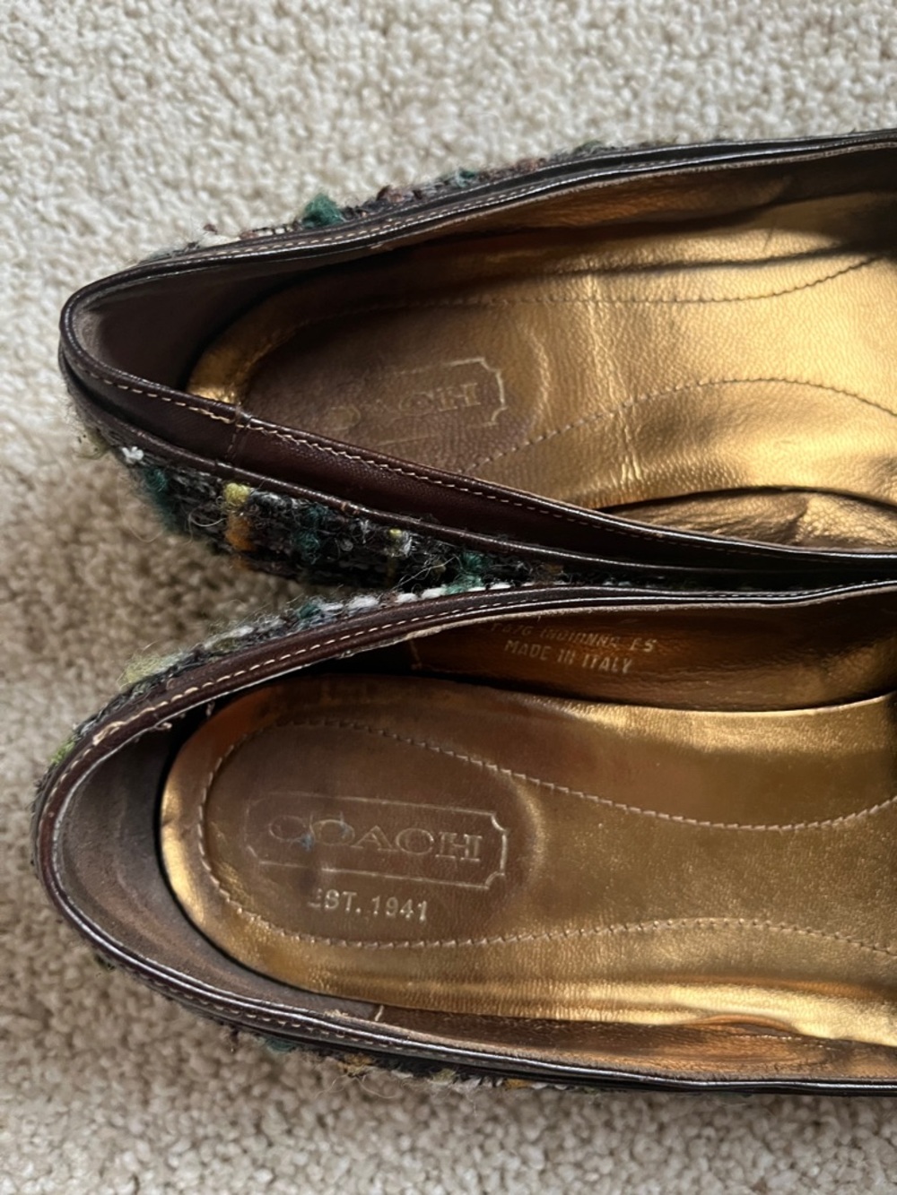Coach | Brown Tweed Floral Bead Embellished Flats - Picture 3 of 4